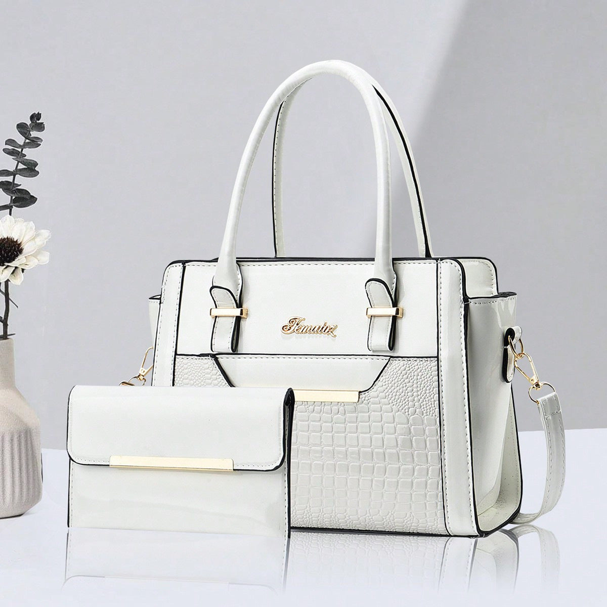 Women’s PU Sequined Shoulder Bag with Zipper
