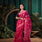 রানী গুলাপি রঙের পিওর কটন শাড়ি