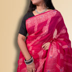 রানী গুলাপি রঙের পিওর কটন শাড়ি