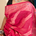 রানী গুলাপি রঙের পিওর কটন শাড়ি